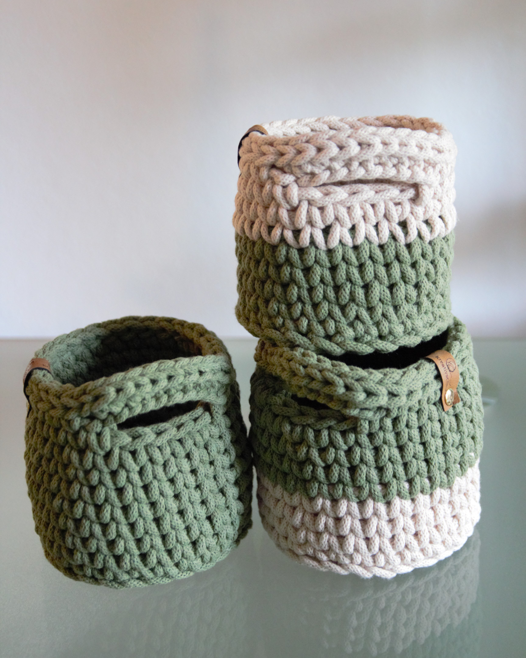 Korb mit einem Henkel aus 5 mm Garn