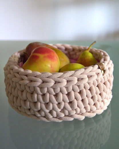 Stabiler Häkelkorb aus 9 mm Garn (ca. 30x14 cm)